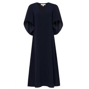 Anna Cate Meredith Midi Dress Crepe Dark Blue Minimalist Evening Size Small